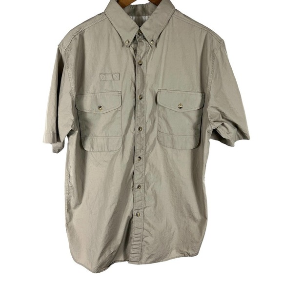 COOSA COUNTY CLOTHIERS SHORT SLEEVE COTTON FISHING SHIRT KHAKI MEDIUM PRE-OWNED - Picture 1 of 9